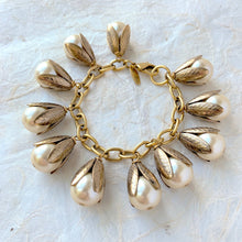 Load image into Gallery viewer, Classic Bead Cap Charm Bracelet - Shiny Cream Pearl