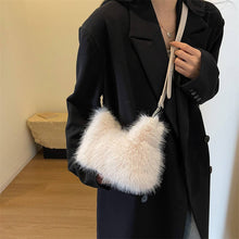 Load image into Gallery viewer, WINTER FAUX FOX FUR SINGLE SHOULDER PLUSH BAG_CWAB3943: Black / (OS) 1