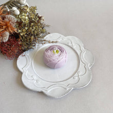 Load image into Gallery viewer, Handcrafted Lavender Scented Candles, Purple Ranunculus Candles, Decorative Candles, Cake Topper Floral Candles, Purple Flower Candles