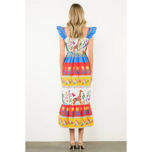 Load image into Gallery viewer, Smocked Flutter Sleeve Animal Print Maxi Dress: CREAM / XS-S-M-L(1-2-2-1)