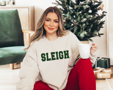 Load image into Gallery viewer, SLEIGH Christmas Holiday Fleece Crewneck Sweatshirt : Red / Green / XL