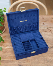 Load image into Gallery viewer, Dark Blue Velvet Jewelry Box - Louise