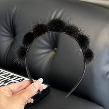 Load image into Gallery viewer, CUTE REAL MINK FUR BALL HEADBAND FUR HEADDRESS_CWMM2529: Brown / (OS) 1