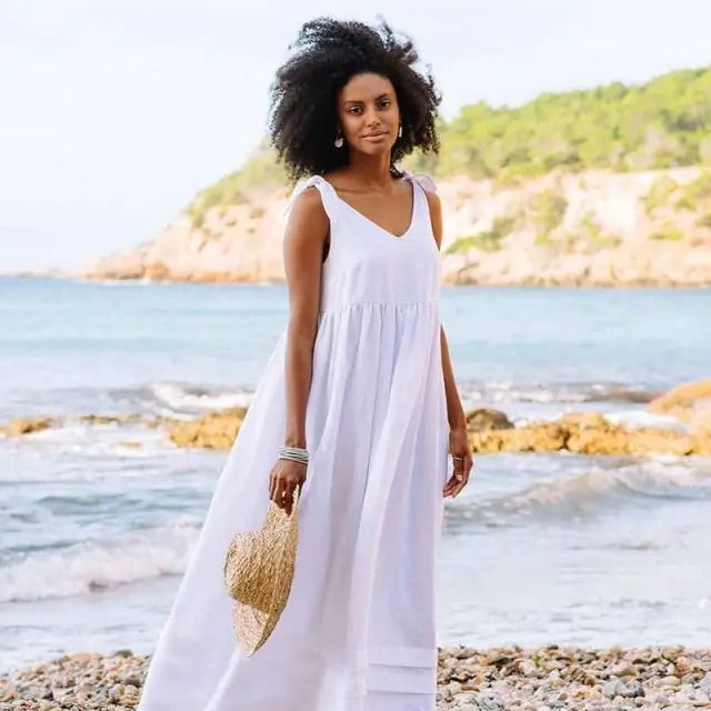 coastal linen dress The Coastal Ribbed Linen Dress