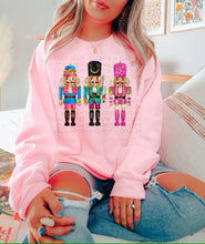 Load image into Gallery viewer, *PREPPY NUTCRACKER * SEQUIN EFFECT  CHRISTMAS SWEATSHIRT: Light pink / L
