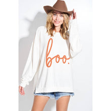 Load image into Gallery viewer, Boo print tri blend sweatshirts: Ivory/Orange / S
