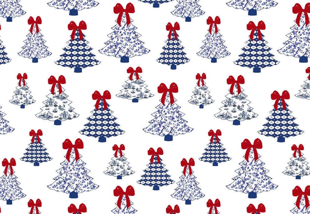 Christmas Tree with Red Bow: 2 Rolls