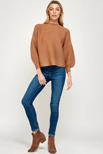 Load image into Gallery viewer, RT-3201-6 BALLOON SLV MOCK NECK SWEATER CAMEL: S
