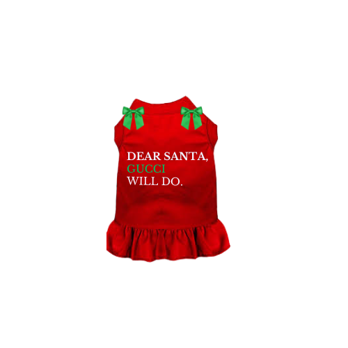 Dear Santa- Dog Dress: Red / L