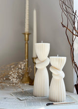Load image into Gallery viewer, Undyed Knot Striped Candle: Unscented / Set of 2
