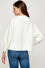 Load image into Gallery viewer, RT-3201-6 BALLOON SLV MOCK NECK SWEATER IVORY: L
