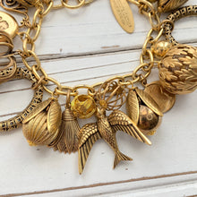 Load image into Gallery viewer, Vintage Inspired Gilded Charm Bracelet
