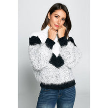 Load image into Gallery viewer, The Chickadee Color Block Soft Turtleneck Sweater: L / Pink/cherry/pink
