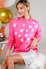 Load image into Gallery viewer, Hearted Sequin Embroidered Detail Sweatshirts VT81718: Pink / M
