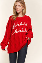 Load image into Gallery viewer, ATW15453 - Falalalala Letter Embroidery Holiday Sweater: RED / ML
