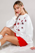 Load image into Gallery viewer, Hearted Sequin Embroidered Detail Sweatshirts VT81718: Pink / M
