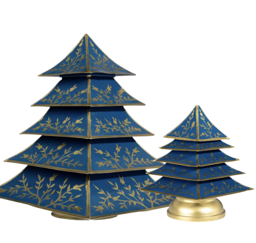 Navy and Gold Branch Chinoiserie Tree: Small