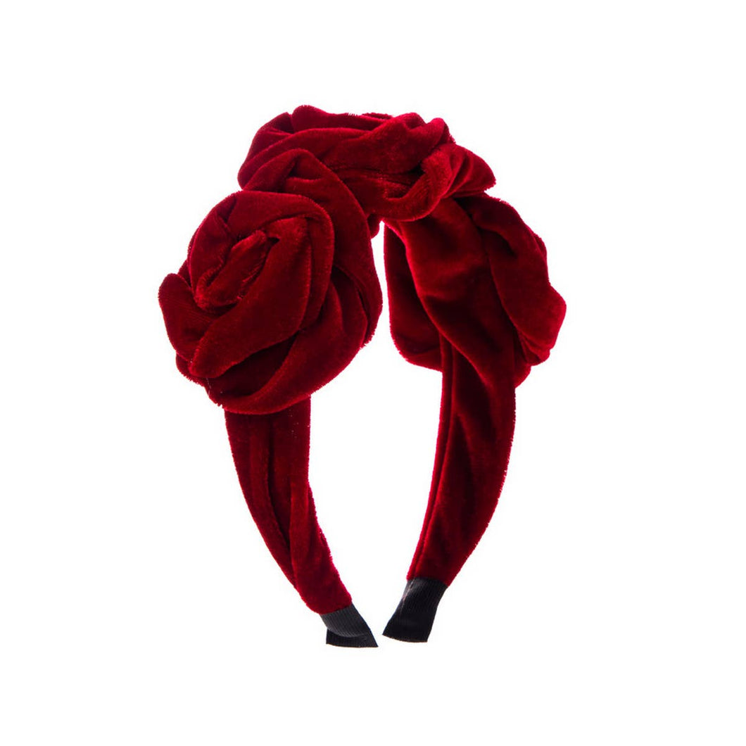 FASHIONABLE MULTI-LAYERED FLOWER HEADBAND_CWAHA1787: Red / (OS) 2