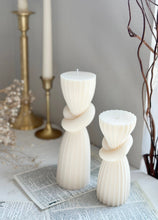 Load image into Gallery viewer, Undyed Knot Striped Candle: Unscented / Set of 2
