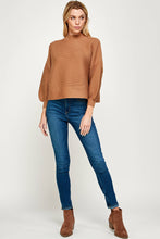 Load image into Gallery viewer, RT-3201-6 BALLOON SLV MOCK NECK SWEATER CAMEL: L
