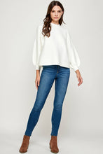 Load image into Gallery viewer, RT-3201-6 BALLOON SLV MOCK NECK SWEATER IVORY: L
