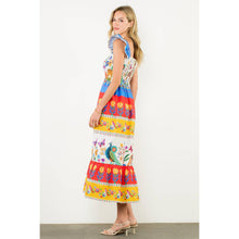 Load image into Gallery viewer, Smocked Flutter Sleeve Animal Print Maxi Dress: CREAM / XS-S-M-L(1-2-2-1)
