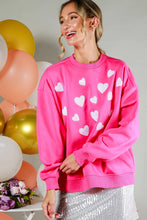 Load image into Gallery viewer, Hearted Sequin Embroidered Detail Sweatshirts VT81718: Pink / M
