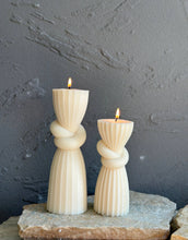 Load image into Gallery viewer, Undyed Knot Striped Candle: Unscented / Set of 2
