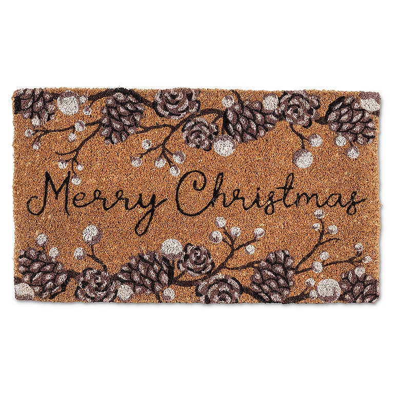 Pinecone Merry Christmas Doormat-18x30