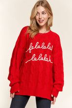 Load image into Gallery viewer, ATW15453 - Falalalala Letter Embroidery Holiday Sweater: RED / ML
