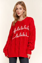 Load image into Gallery viewer, ATW15453 - Falalalala Letter Embroidery Holiday Sweater: RED / ML
