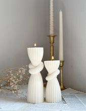Load image into Gallery viewer, Undyed Knot Striped Candle: Unscented / Set of 2
