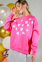 Load image into Gallery viewer, Hearted Sequin Embroidered Detail Sweatshirts VT81718: Pink / M
