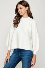 Load image into Gallery viewer, RT-3201-6 BALLOON SLV MOCK NECK SWEATER IVORY: L
