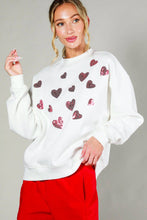 Load image into Gallery viewer, Hearted Sequin Embroidered Detail Sweatshirts VT81718: Pink / M
