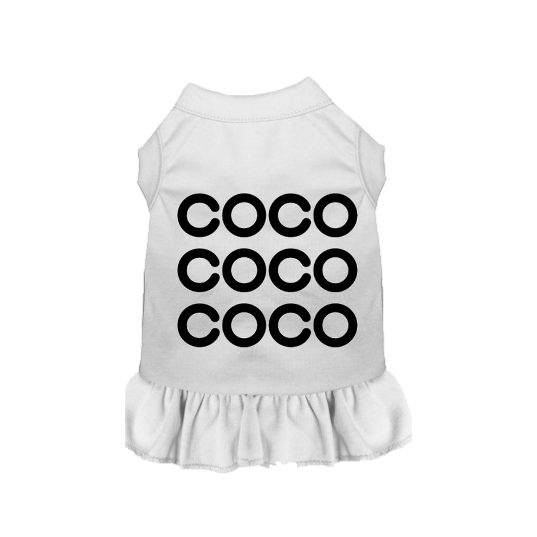 COCO Super Soft Poly/Cotton Dog Dress with Ruffle: WHITE / L / DRESS