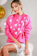 Load image into Gallery viewer, Hearted Sequin Embroidered Detail Sweatshirts VT81718: Pink / M
