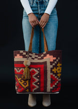 Load image into Gallery viewer, Brown &amp; Multicolored Aztec Tote
