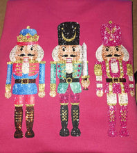 Load image into Gallery viewer, *PREPPY NUTCRACKER * SEQUIN EFFECT  CHRISTMAS SWEATSHIRT: Light pink / L
