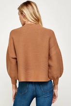 Load image into Gallery viewer, RT-3201-6 BALLOON SLV MOCK NECK SWEATER CAMEL: L
