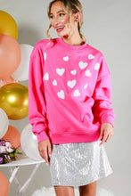 Load image into Gallery viewer, Hearted Sequin Embroidered Detail Sweatshirts VT81718: Pink / M
