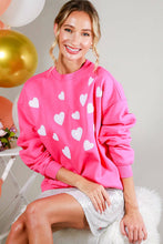 Load image into Gallery viewer, Hearted Sequin Embroidered Detail Sweatshirts VT81718: Pink / L
