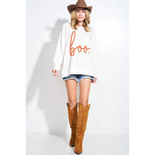 Load image into Gallery viewer, Boo print tri blend sweatshirts: Ivory/Orange / L
