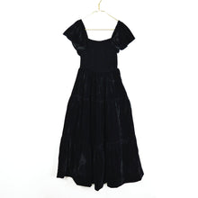 Load image into Gallery viewer, Black Velvet Smocked House Dress: Large
