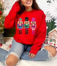 Load image into Gallery viewer, *PREPPY NUTCRACKER * SEQUIN EFFECT  CHRISTMAS SWEATSHIRT: Light pink / L
