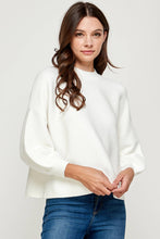 Load image into Gallery viewer, RT-3201-6 BALLOON SLV MOCK NECK SWEATER IVORY: M
