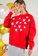 Load image into Gallery viewer, Hearted Sequin Embroidered Detail Sweatshirts VT81718: Pink / L
