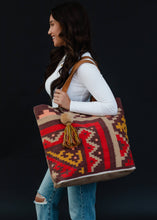 Load image into Gallery viewer, Brown &amp; Multicolored Aztec Tote
