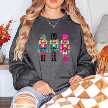 Load image into Gallery viewer, *PREPPY NUTCRACKER * SEQUIN EFFECT  CHRISTMAS SWEATSHIRT: Light pink / L
