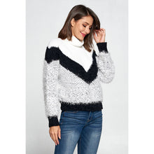 Load image into Gallery viewer, The Chickadee Color Block Soft Turtleneck Sweater: L / Pink/cherry/pink
